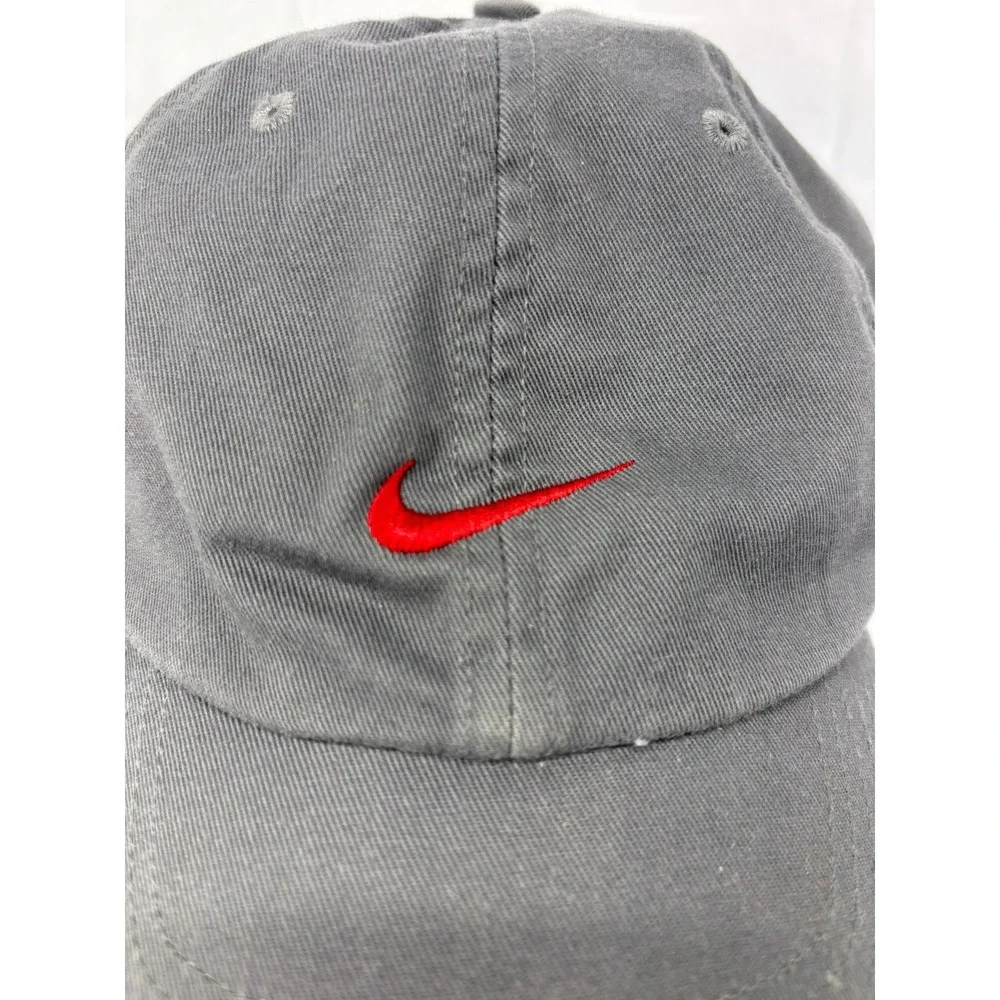 Nike Baseball Cap Mens Charcoal Gray Cotton Swoosh Logo Adjustable Strapback OS